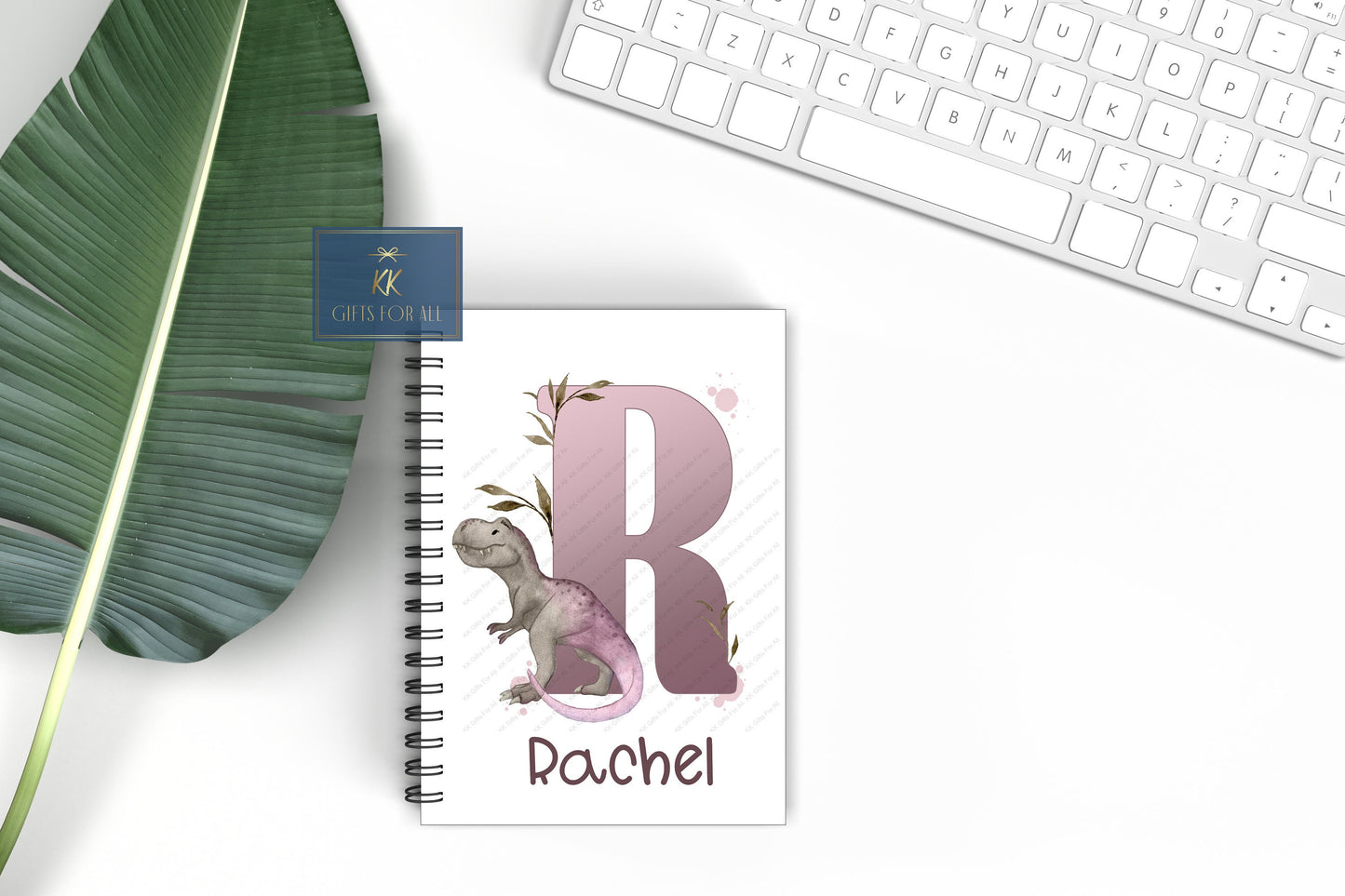Pink Initial Dinosaur Notebook, Gift For Little Girl Or Best Friend, Birthday Gift For Her, Personalised Notepad, A5 Dino Notebook,Girl Gift