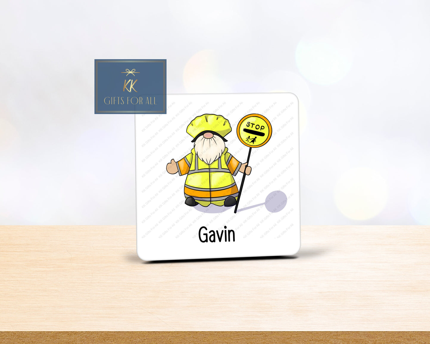Personalised Lollipop Man Gonk Mug & Coaster, School Patrol Officer, School Safety Crossing Gift
