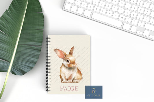 Personalised A5 Bunny Notebook, Rabbit Thank You Gift For Her