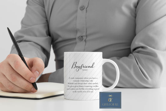 Boyfriend Noun Mug & Coaster, Birthday Gift For Him, Boyfriend Dictionary Definition, Boyfriend Birthday, Boyfriend Valentines Day Gift