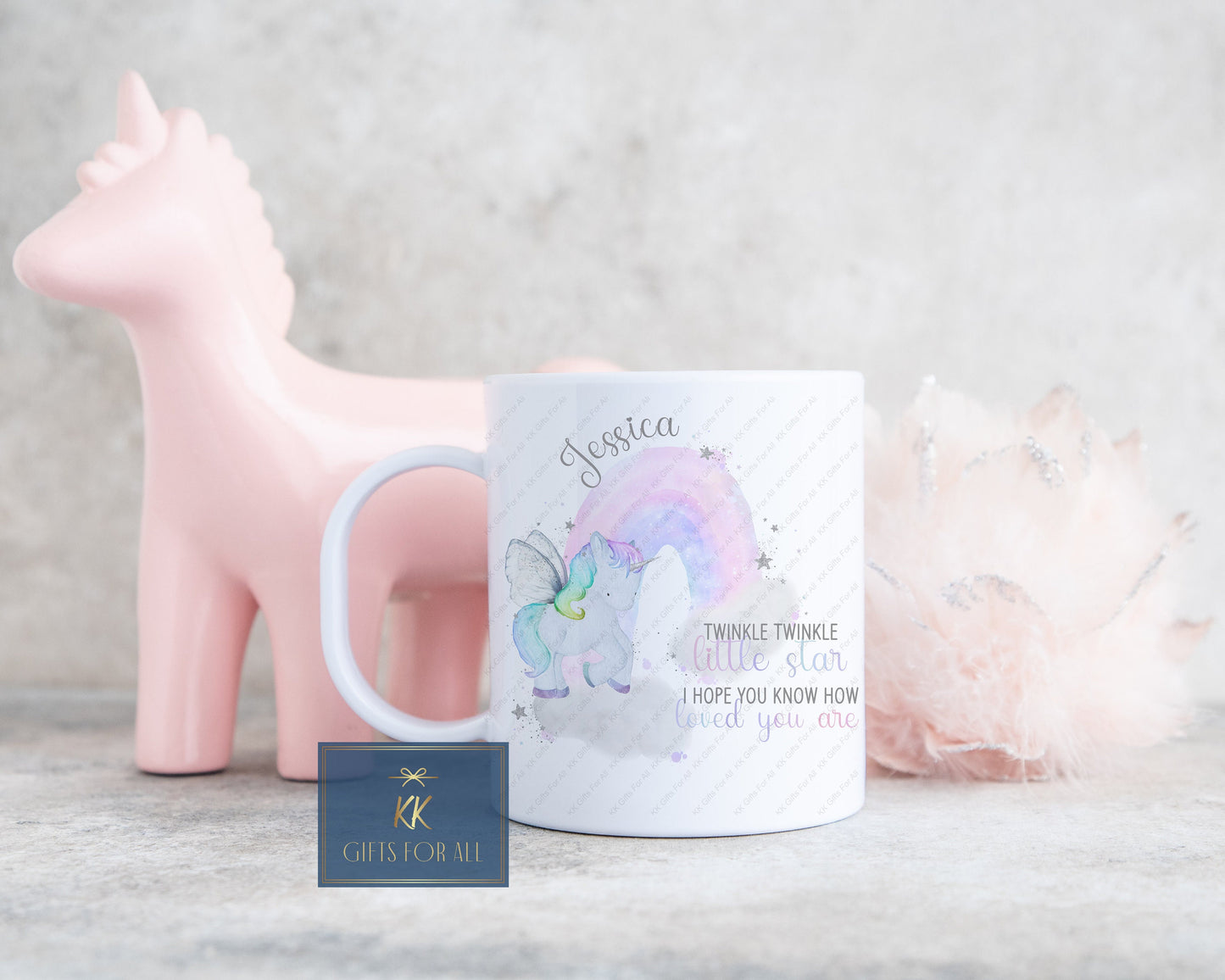 Personalised Children's Mug, Unicorn Plastic Cup With Handle, Polymer Mug, Kids Mug, Hard Plastic Mug, Twinkle Twinkle