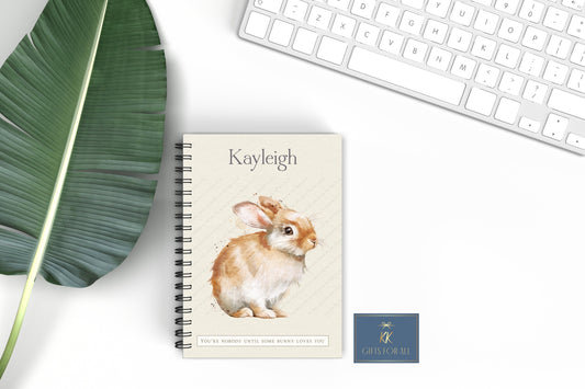 Bunny Rabbit Notebook, Personalised Notepad, A5 Notebook