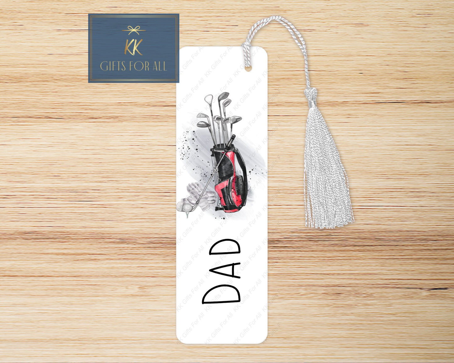 Personalised Golfer Bookmark Gift, Aluminium Bookmark For Men