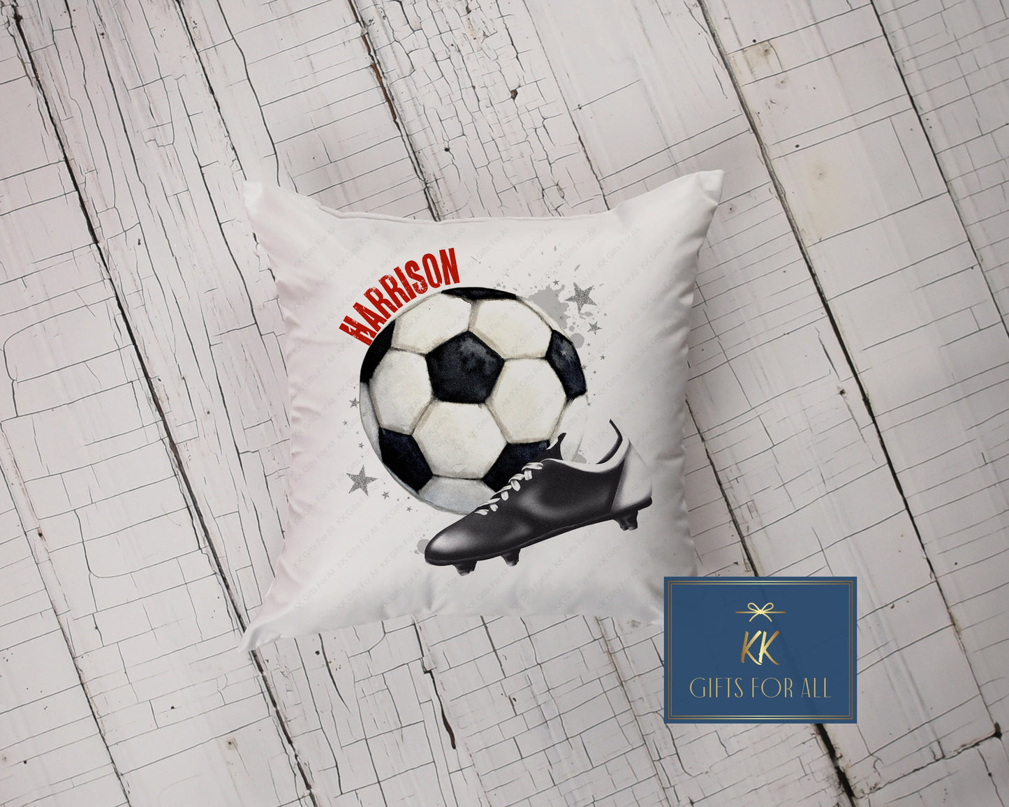 Personalised Football Cushion, Gifts For Teenage Boys,  Teen Boy Birthday Football Gifts, Football & Boot Cushion