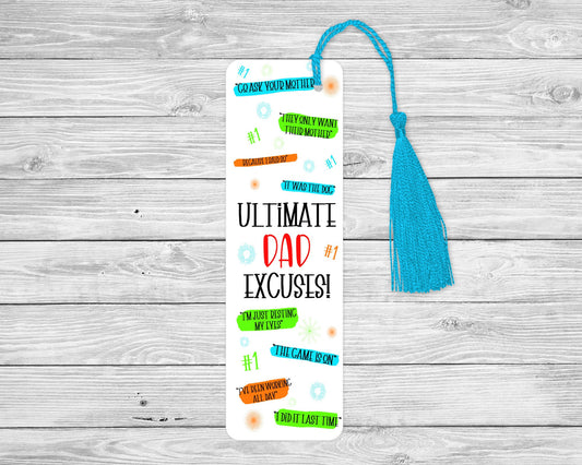 Dad Bookmark Gift, Dad Excuses Bookmark, Funny Father's Day Gift
