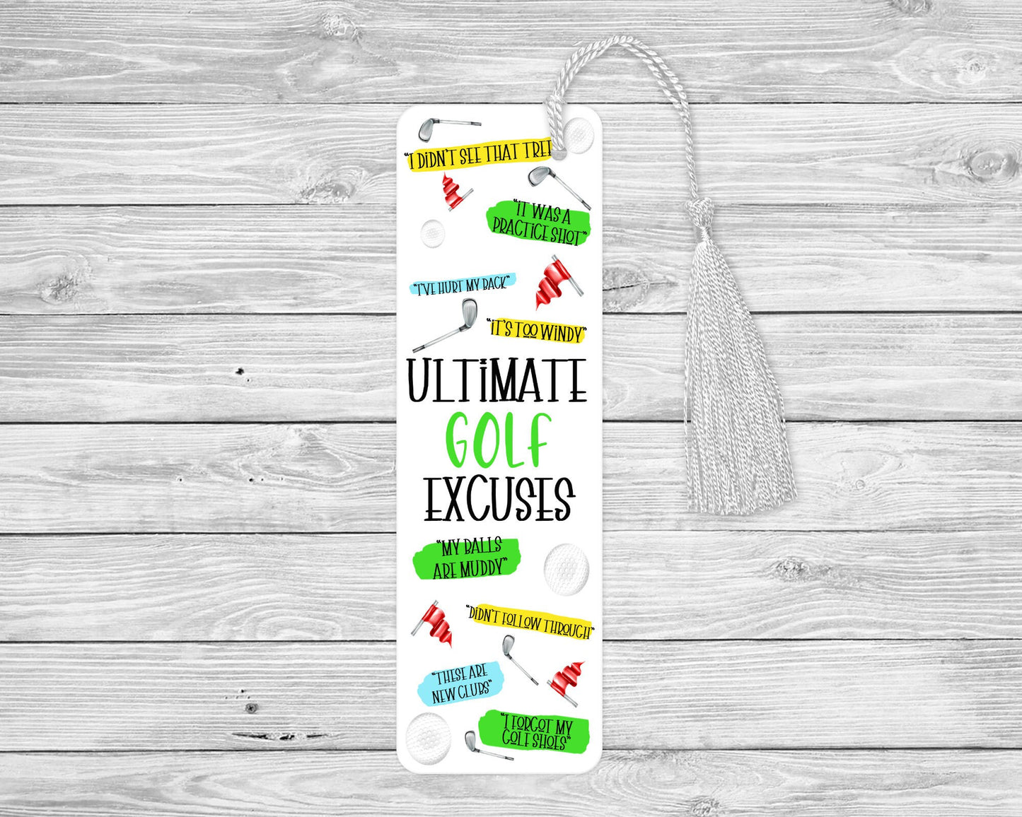 Golf Excuses Bookmark, Golfer Quote Gift, Golf Lover Bookmark