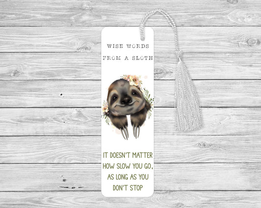 Personalised Sloth Quote Bookmark, Wise Words From A Sloth