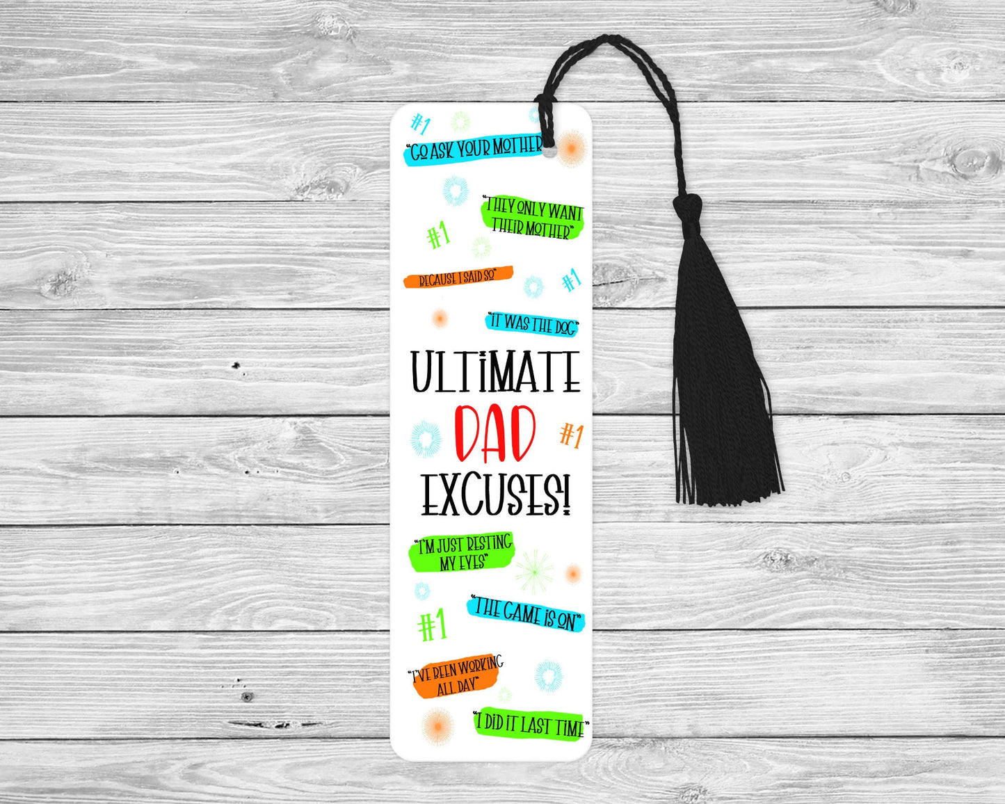 Dad Bookmark Gift, Dad Excuses Bookmark, Funny Father's Day Gift