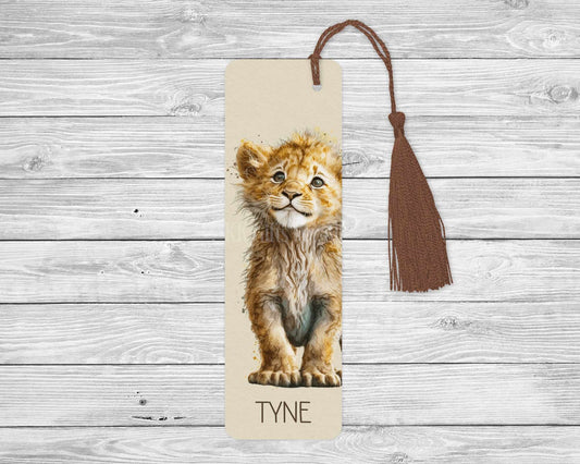 Personalised Lion Bookmark, Lion Cub Bookmark, Cute Lion Gift Book Lover