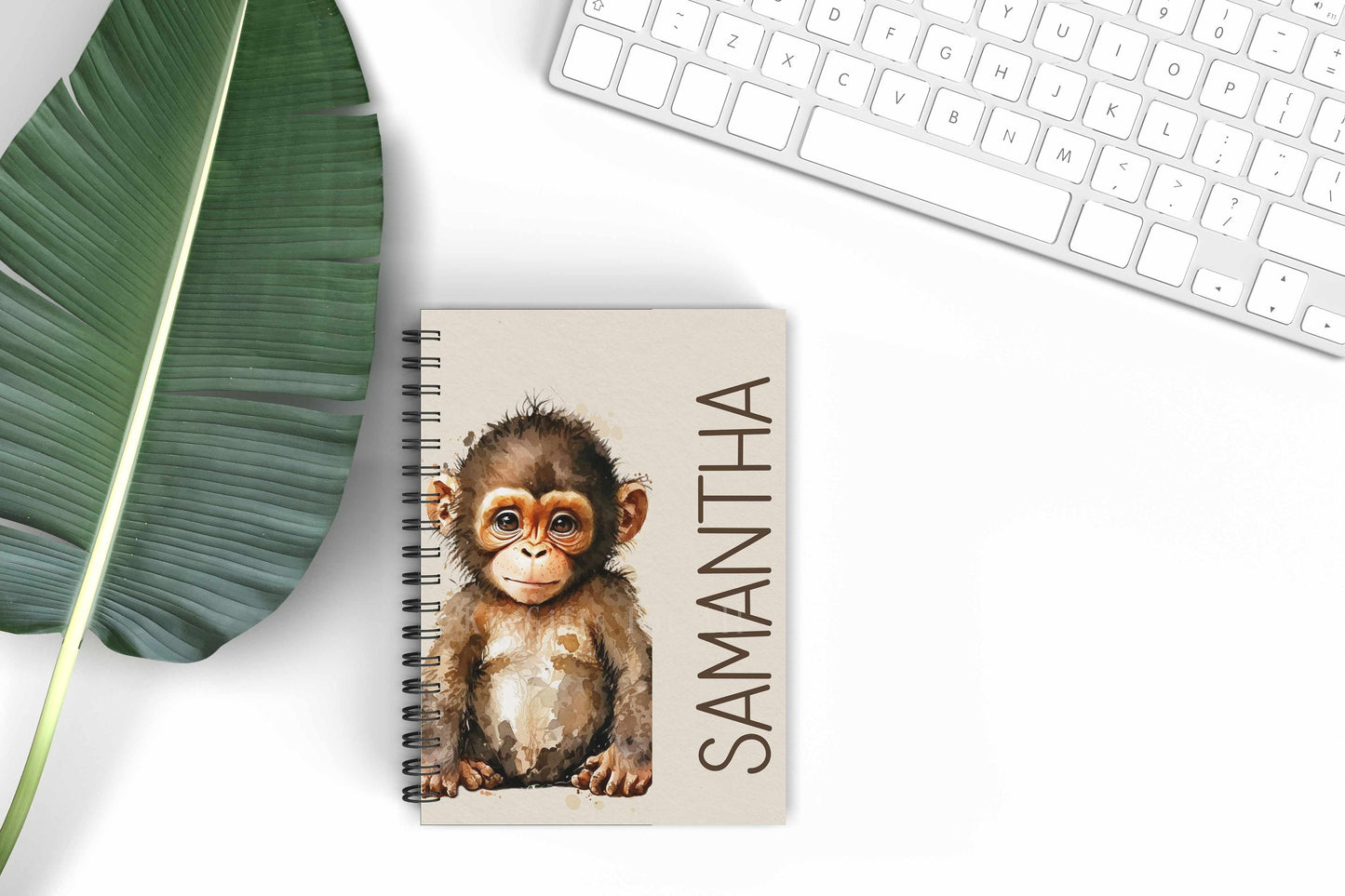 Monkey Name A5 Notebook, Safari Monkey Animal Notepad, Gifts For Her