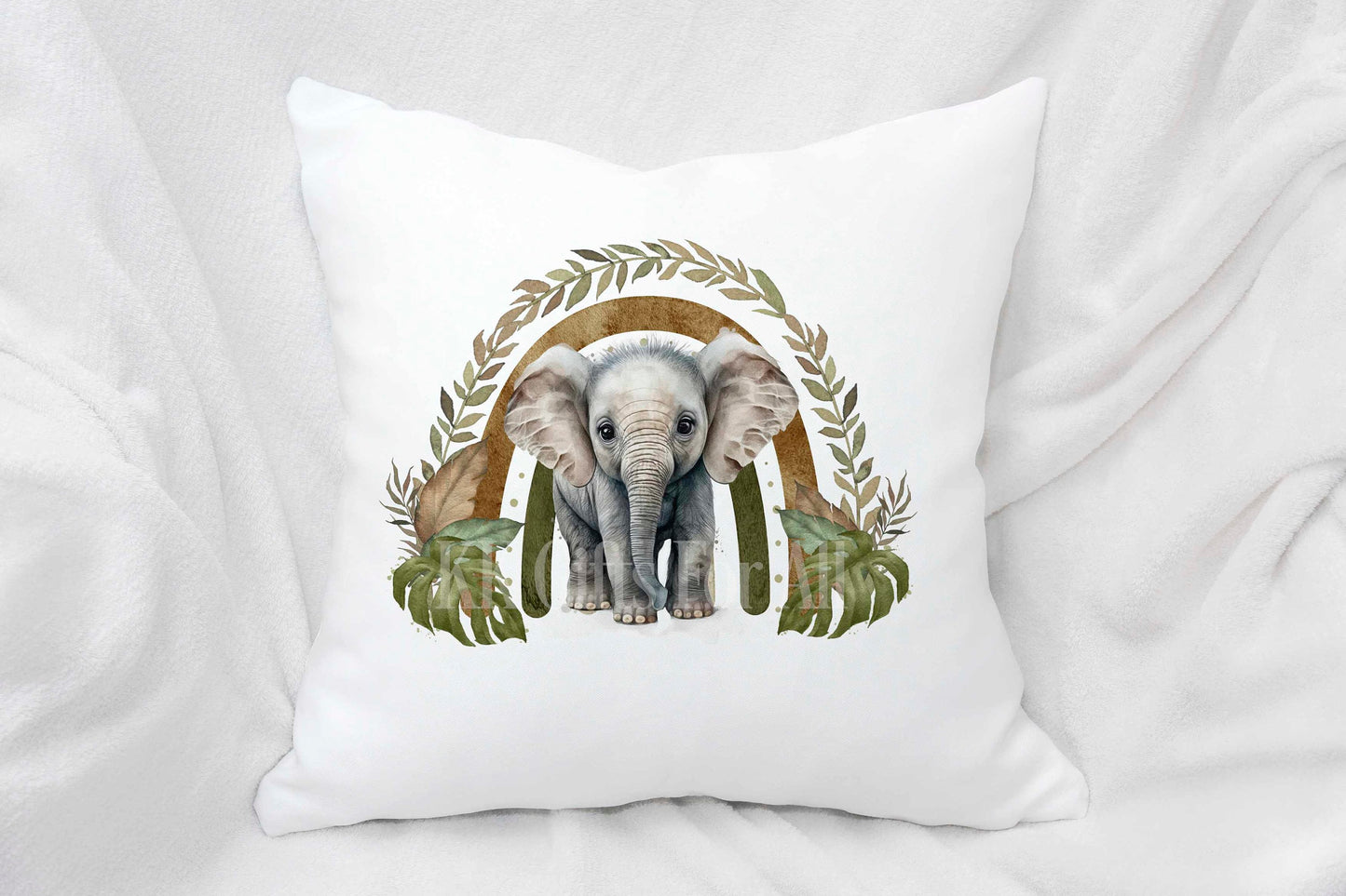 Personalised Elephant Cushion, Rainbow Baby Elephant Pillow, New Baby Nursery Decor Gift, Elephant Lover