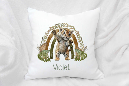 Personalised Tiger Cushion, Unisex Nursery Cushion, New Baby Gift