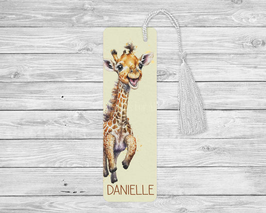 Personalised Giraffe Bookmark, Cute Giraffe Gift Book Lover, Children's Birthday