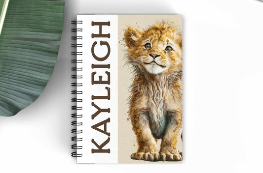 Personalised Lion Cub A5 Notebook, Lion Lover Gift, Planner Notepad