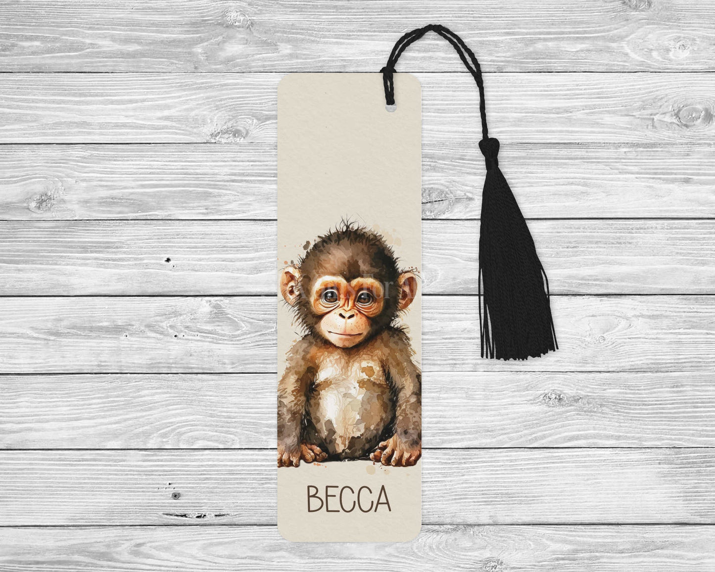 Personalised Monkey Bookmark, Chimp Bookmark, Cute Baby Monkey Gift For Book Lover