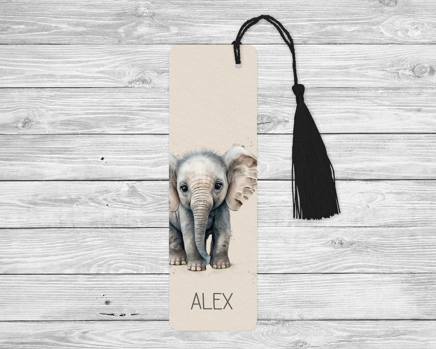 Personalised Elephant Bookmark, Safari Elephant Bookmark, Cute Baby Elephant Gift For Book Lover