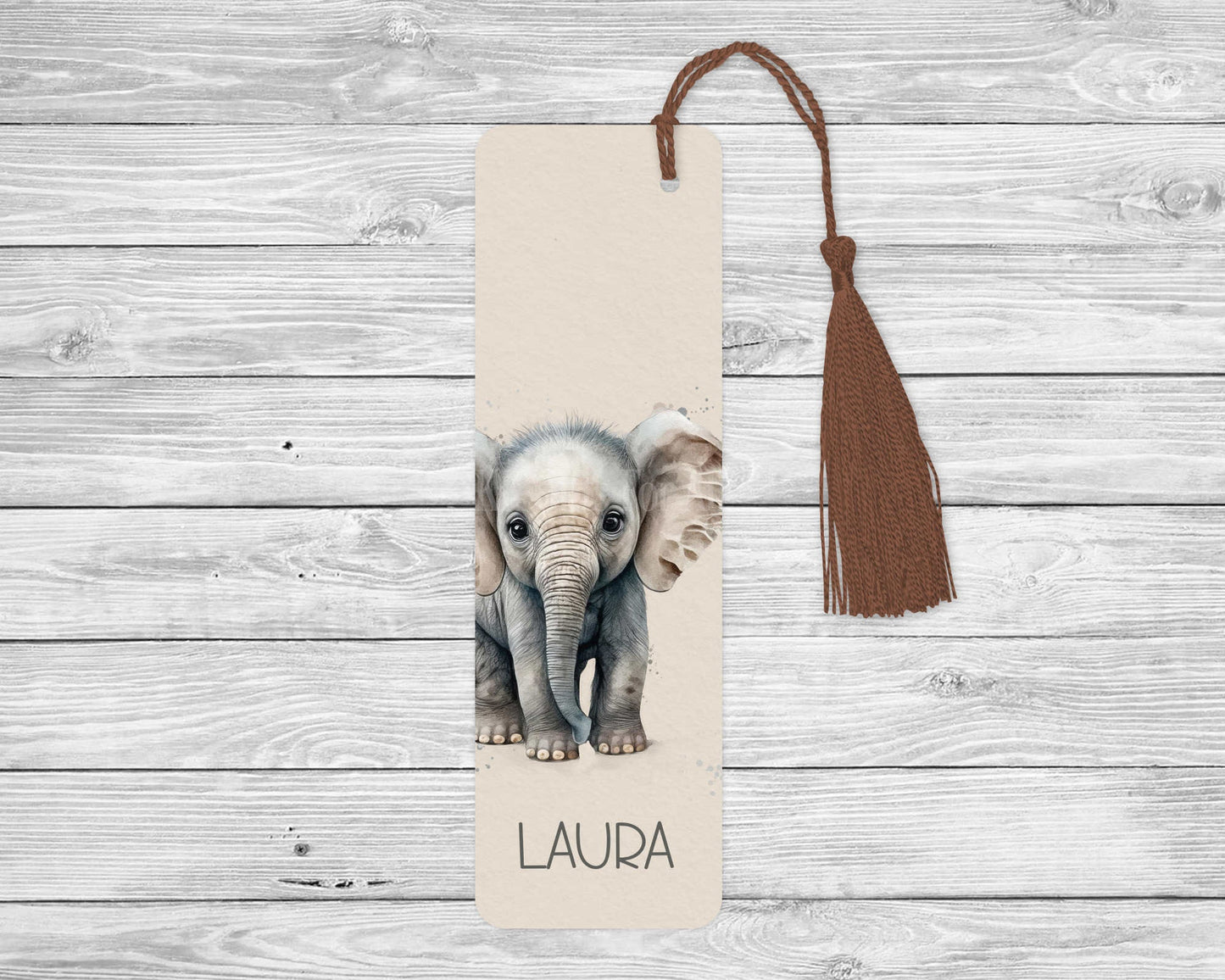 Personalised Elephant Bookmark, Safari Elephant Bookmark, Cute Baby Elephant Gift For Book Lover