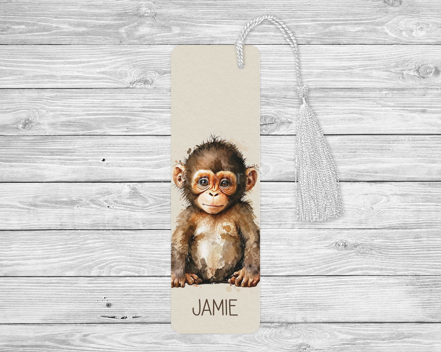 Personalised Monkey Bookmark, Chimp Bookmark, Cute Baby Monkey Gift For Book Lover