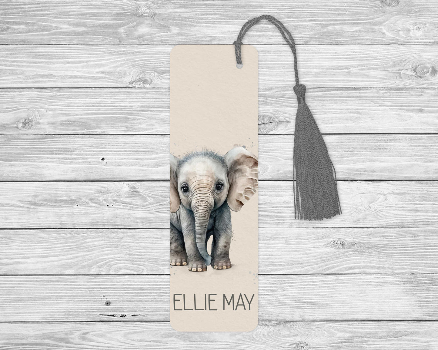 Personalised Elephant Bookmark, Safari Elephant Bookmark, Cute Baby Elephant Gift For Book Lover