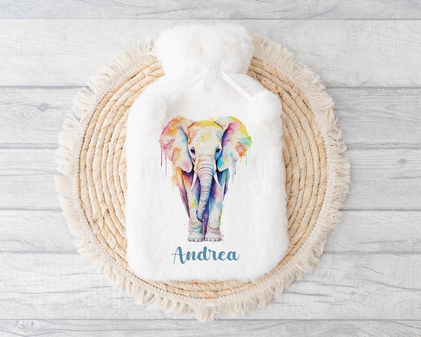Watercolor Elephant Water Bottle,  Personalised Elephant Gift, Gifts For Mum Nan Grandma, Stocking Filler Gifts