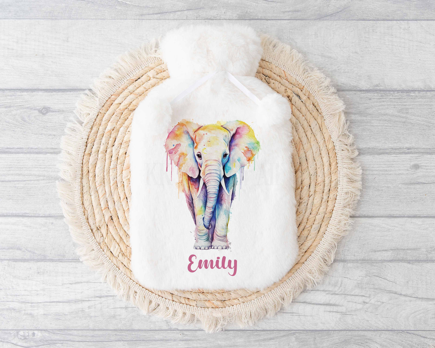 Watercolor Elephant Water Bottle,  Personalised Elephant Gift, Gifts For Mum Nan Grandma, Stocking Filler Gifts