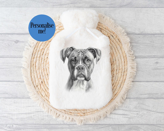 Boxer Hot Water Bottle, Personalised Boxer Dog Gift, Boxer Dog Owner Gift