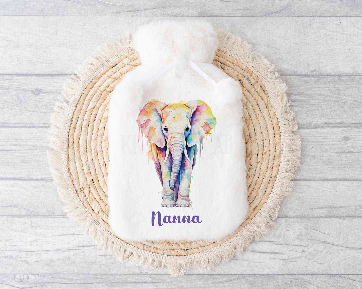 Watercolor Elephant Water Bottle,  Personalised Elephant Gift, Gifts For Mum Nan Grandma, Stocking Filler Gifts