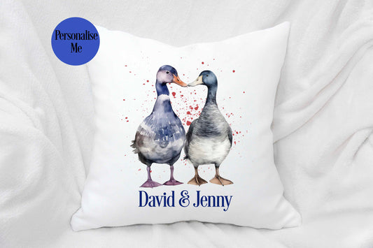 Personalised Love Cushion, Gift For Wife Birthday Or Anniversary, Wedding Gift, Bedroom Decor Pillow, Runner Duck Couple