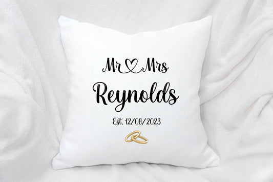 Personalised Wedding Cushion, Just Married Gift, Anniversary Gift Wife, Wedding Keepsake Home Decor Pillow, Mr & Mrs, Mr And Mr, Mrs And Mrs