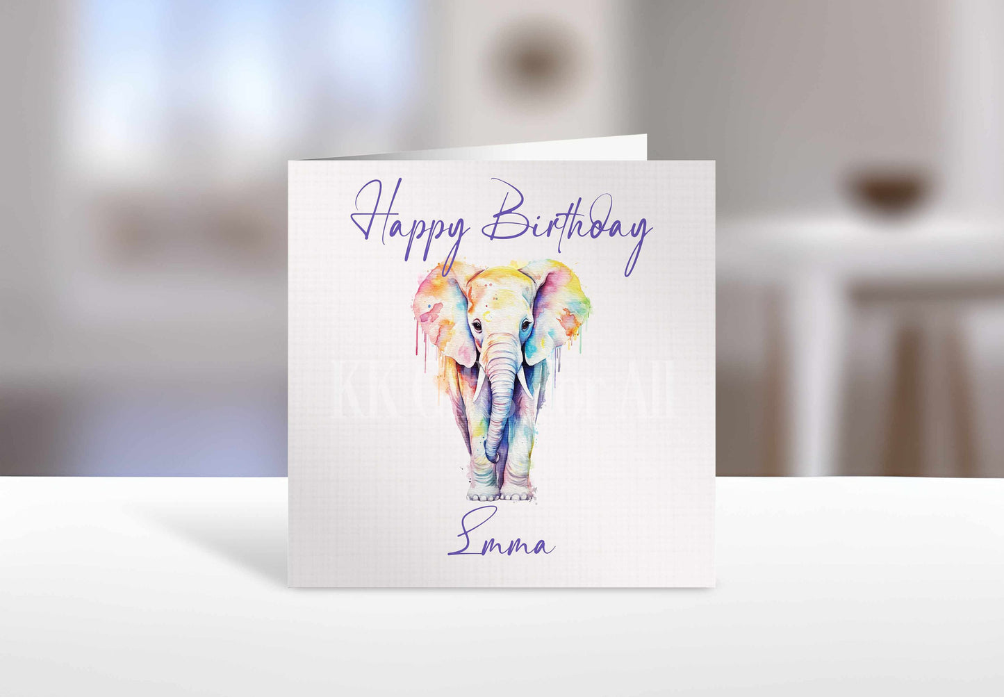 Elephant Birthday Card, Personalised Card For Mum Nan Sister Gran Auntie Friend, Elephant Greetings Card
