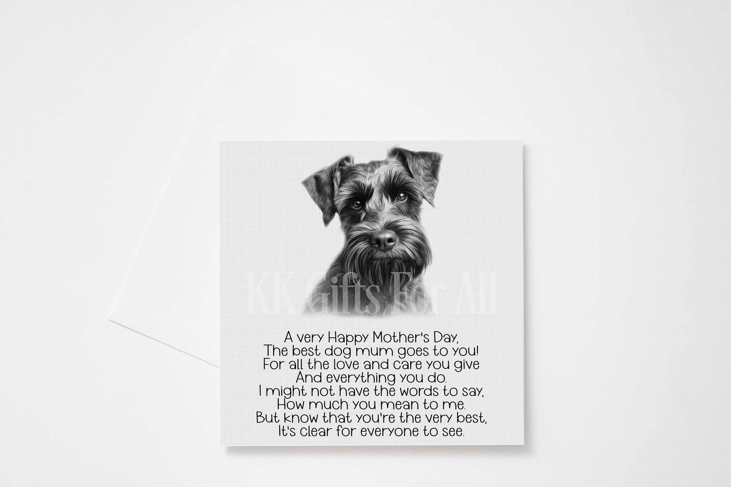 Personalised Mother's Day Card From Dog,  Dark Minature Schnauzer Card, Dog Mum Card