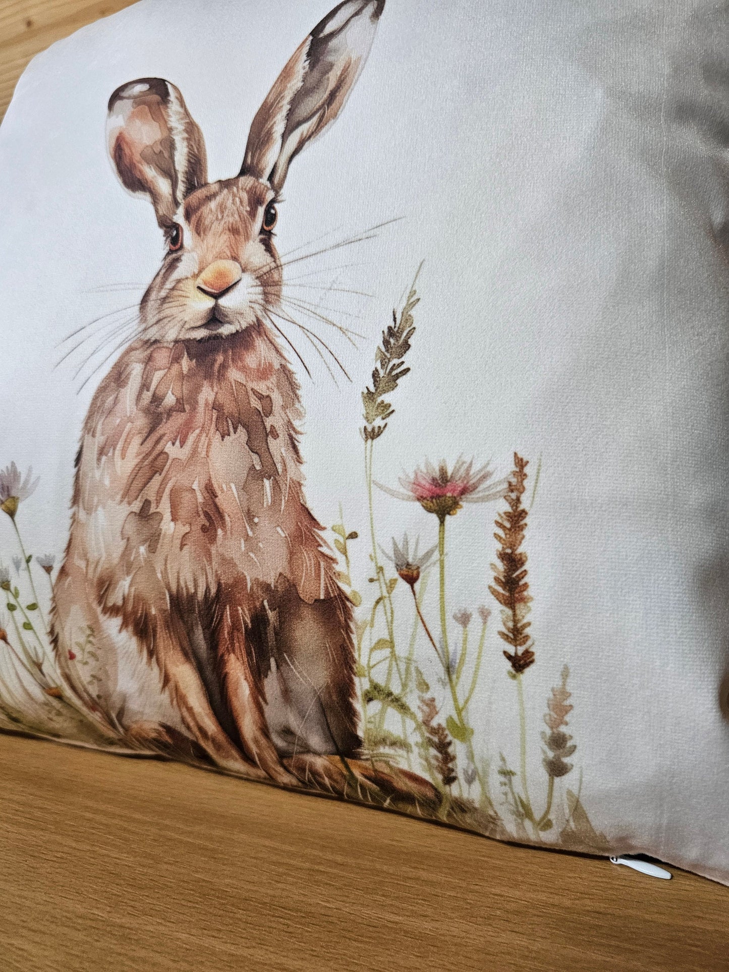 Spring Hare Cushion, Wildlife Home Decor Pillow, Gift For Hare Lovers