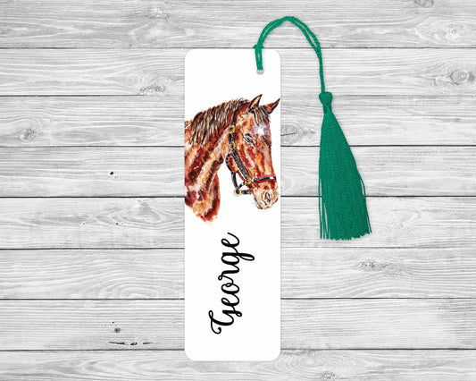 Horse Bookmark, Personalised Bookmark, Brown Horse, Bookmark For Horse Lover